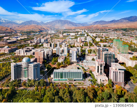 Dushanbe city aerial panoramic view in Tajikistan Dushanbe city aerial panoramic view in Tajikistan 139068456
