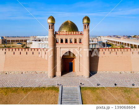 Kalai Mug Tepe Fort aerial panoramic view, Tajikistan Kalai Mug Tepe Fort aerial panoramic view, Tajikistan 139068604