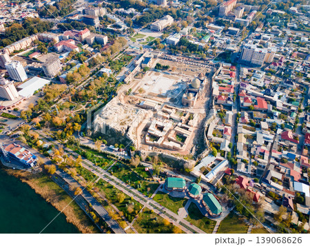 Khujand city aerial panoramic view in Tajikistan Khujand city aerial panoramic view in Tajikistan 139068626
