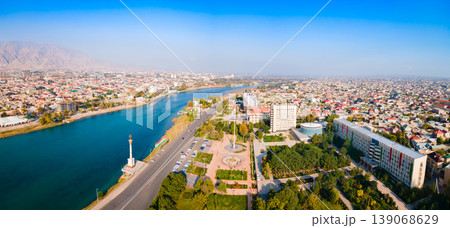 Khujand city aerial panoramic view in Tajikistan Khujand city aerial panoramic view in Tajikistan 139068629