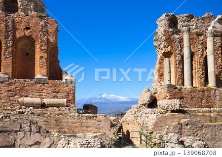 Taormina Ancient Theatre in Sicily island, Italy 139068708