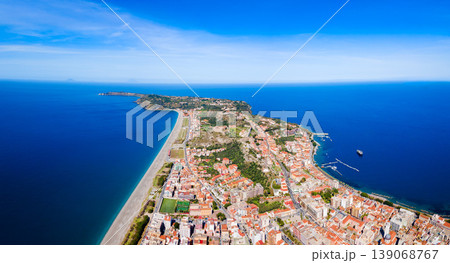 Milazzo city beach aerial panoramic view, Sicily Milazzo city beach aerial panoramic view, Sicily 139068767