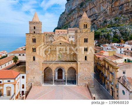 Cefalu Cathedral aerial panoramic view in Sicily, Italy Cefalu Cathedral aerial panoramic view in Sicily, Italy 139068810
