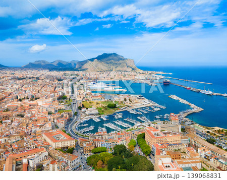 Palermo city port aerial panoramic view in Sicily 139068831