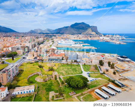 Castello Mare or Castellammare fortress aerial panoramic view 139068834