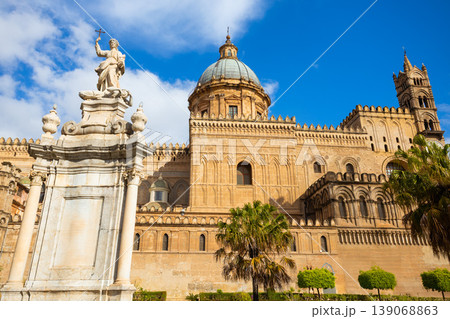 Palermo Cathedral or Duomo facade exterior view, Sicily Palermo Cathedral or Duomo facade exterior view, Sicily 139068863