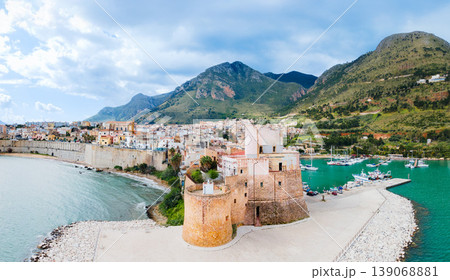 Arab Norman Castle aerial panoramic view in Castellammare Arab Norman Castle aerial panoramic view in Castellammare 139068881