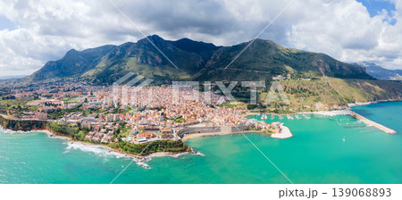 Castellammare del Golfo town aerial panoramic view 139068893