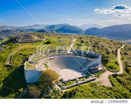 The Greek Theater of Segesta aerial panoramic view The Greek Theater of Segesta aerial panoramic view 139068905
