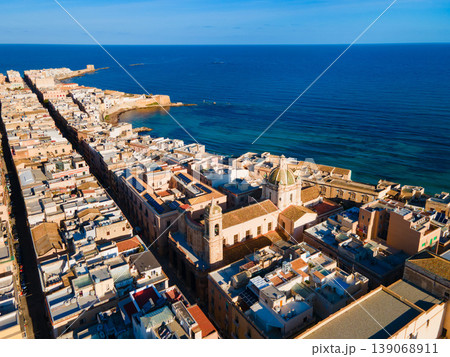 Trapani Cathedral or Duomo aerial panoramic view in Sicily 139068911