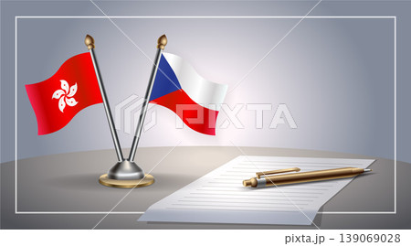 Small national flag of Hong Kong and Czech Republic flag Relation, Template Vector Illustration Small national flag of Hong Kong and Czech Republic flag Relation, Template Vector Illustration 139069028
