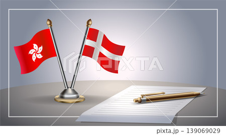 Small national flag of Hong Kong and Denmark flag Relation, Template Vector Illustration Small national flag of Hong Kong and Denmark flag Relation, Template Vector Illustration 139069029