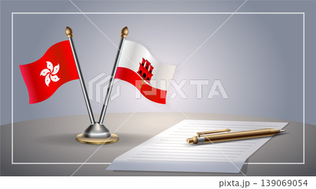Small national flag of Hong Kong and Gibraltar flag Relation, Template Vector Illustration Small national flag of Hong Kong and Gibraltar flag Relation, Template Vector Illustration 139069054