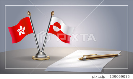 Small national flag of Hong Kong and Greenland flag Relation, Template Vector Illustration 139069056