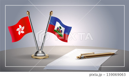Small national flag of Hong Kong and Haiti flag Relation, Template Vector Illustration 139069063