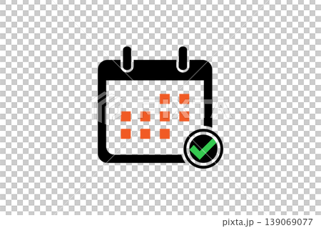 Calendar Icon With Checked Appointment Mark Showing Scheduled Dates And Confirmed Event 139069077