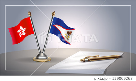 Small national flag of Hong Kong and American Samoa flag Relation, Template Vector Illustration 139069268