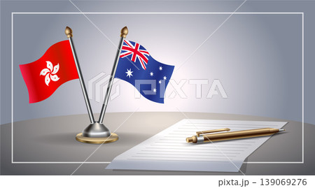 Small national flag of Hong Kong and Australia flag Relation, Template Vector Illustration Small national flag of Hong Kong and Australia flag Relation, Template Vector Illustration 139069276