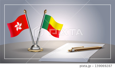 Small national flag of Hong Kong and Benin flag Relation, Template Vector Illustration 139069287