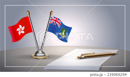 Small national flag of Hong Kong and British Virgin Islands flag Relation, Template Vector Illustration 139069294
