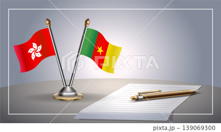 Small national flag of Hong Kong and Cameroon flag Relation, Template Vector Illustration Small national flag of Hong Kong and Cameroon flag Relation, Template Vector Illustration 139069300