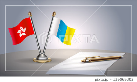 Small national flag of Hong Kong and Canary Islands flag Relation, Template Vector Illustration 139069302
