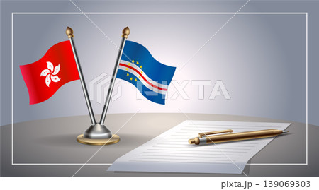 Small national flag of Hong Kong and Cape Verde flag Relation, Template Vector Illustration 139069303