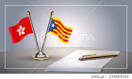 Small national flag of Hong Kong and Catalonia flag Relation, Template Vector Illustration 139069304