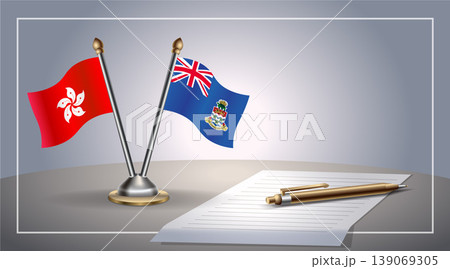 Small national flag of Hong Kong and Cayman Islands flag Relation, Template Vector Illustration 139069305
