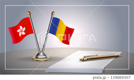 Small national flag of Hong Kong and Chad flag Relation, Template Vector Illustration 139069307