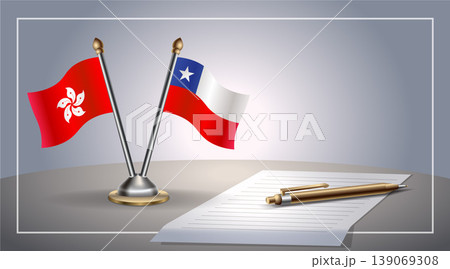 Small national flag of Hong Kong and Chile flag Relation, Template Vector Illustration 139069308