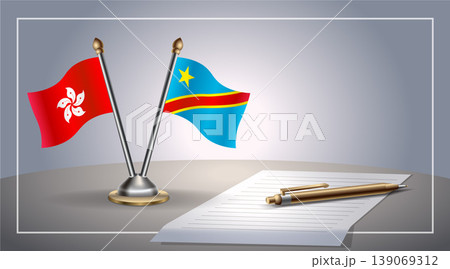 Small national flag of Hong Kong and Congo flag Relation, Template Vector Illustration 139069312