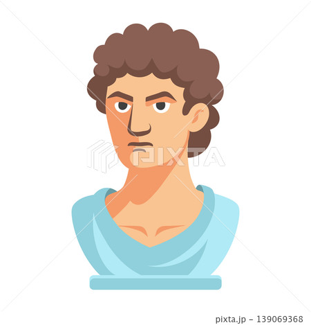 Cute classical greek or roman male bust. Modern stylized ancient sculpture. Illustration. 139069368