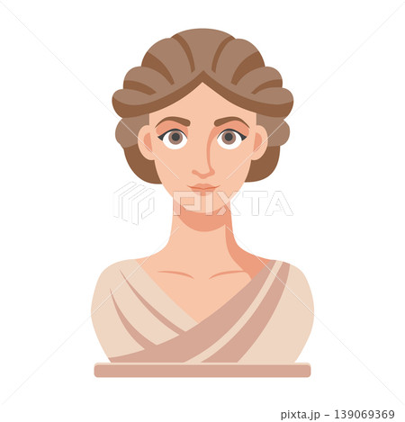 Cute classical greek or roman female bust. Modern stylized ancient sculpture. Illustration. Cute classical greek or roman female bust. Modern stylized ancient sculpture. Illustration. 139069369