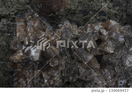 Calcite crystal pocket in rock formation Calcite crystal pocket in rock formation 139069457