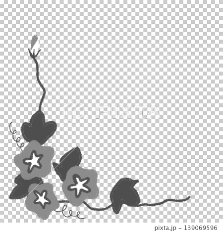 牽牛花L形相框留言卡素材,透明背景,單色,手繪插圖 牽牛花L形相框留言卡素材,透明背景,單色,手繪插圖 139069596