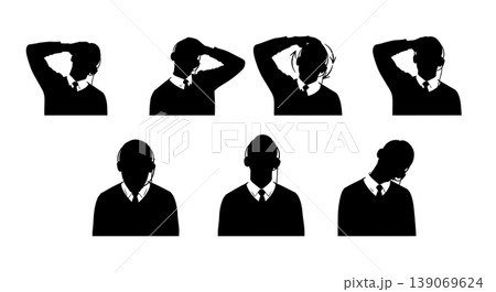 Black Solid Agents Neck Stretch Silhouettes Set of Six 139069624
