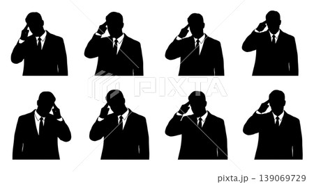 Black Solid Agents Rubbing Temples Silhouettes Set of Six Black Solid Agents Rubbing Temples Silhouettes Set of Six 139069729