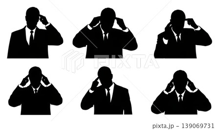 Black Solid Agents Rubbing Temples Silhouettes Set of Six Black Solid Agents Rubbing Temples Silhouettes Set of Six 139069731