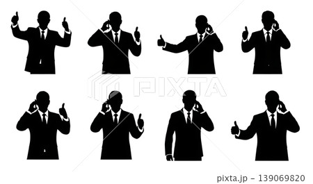 Black Solid Agents Thumbs Up Silhouettes Set of Six 139069820