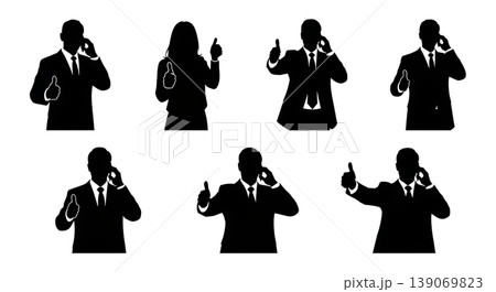 Black Solid Agents Thumbs Up Silhouettes Set of Six 139069823