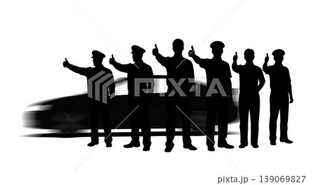 Black Solid Agents Thumbs Up Car Silhouettes Set of Six 139069827