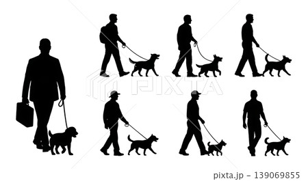 Black Solid Agents Walking Dog Silhouettes Set of Six Black Solid Agents Walking Dog Silhouettes Set of Six 139069855