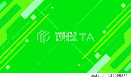 斜めの線・正方形などで組み合わせた緑色の幾何学的な背景素材 斜めの線・正方形などで組み合わせた緑色の幾何学的な背景素材 139069875