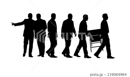 Black Solid Agents Carrying Table Silhouettes Set of Six 139069964