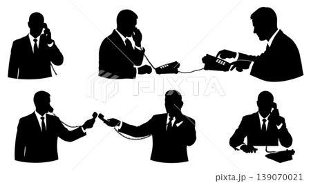 Black Solid Agents Corded Handset Silhouettes Set of Six Black Solid Agents Corded Handset Silhouettes Set of Six 139070021