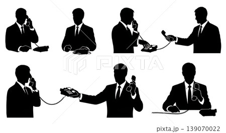 Black Solid Agents Corded Handset Silhouettes Set of Six Black Solid Agents Corded Handset Silhouettes Set of Six 139070022