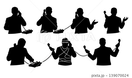 Black Solid Agents Corded Handset Silhouettes Set of Six 139070024