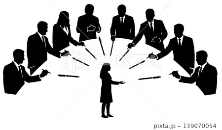 Black Solid Agents Handing Pen Silhouettes Set of Six 139070054