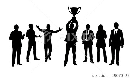 Black Solid Agents Holding Trophy Silhouettes Set of Six 139070128